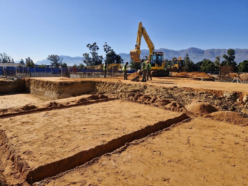 NR Civils excavator preparing a construction site for infrastructure development